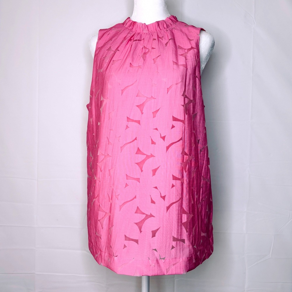 My Danielle Top Burnout Floral Overlay Ruffle Tie Medium Pink Womens Cottagecore